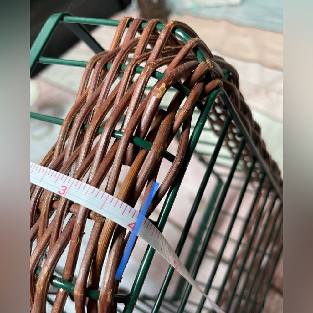 9” Wicker & Green Metal Rectangular Basket EPC Multifunctional Storage D… - Picture 8 of 10